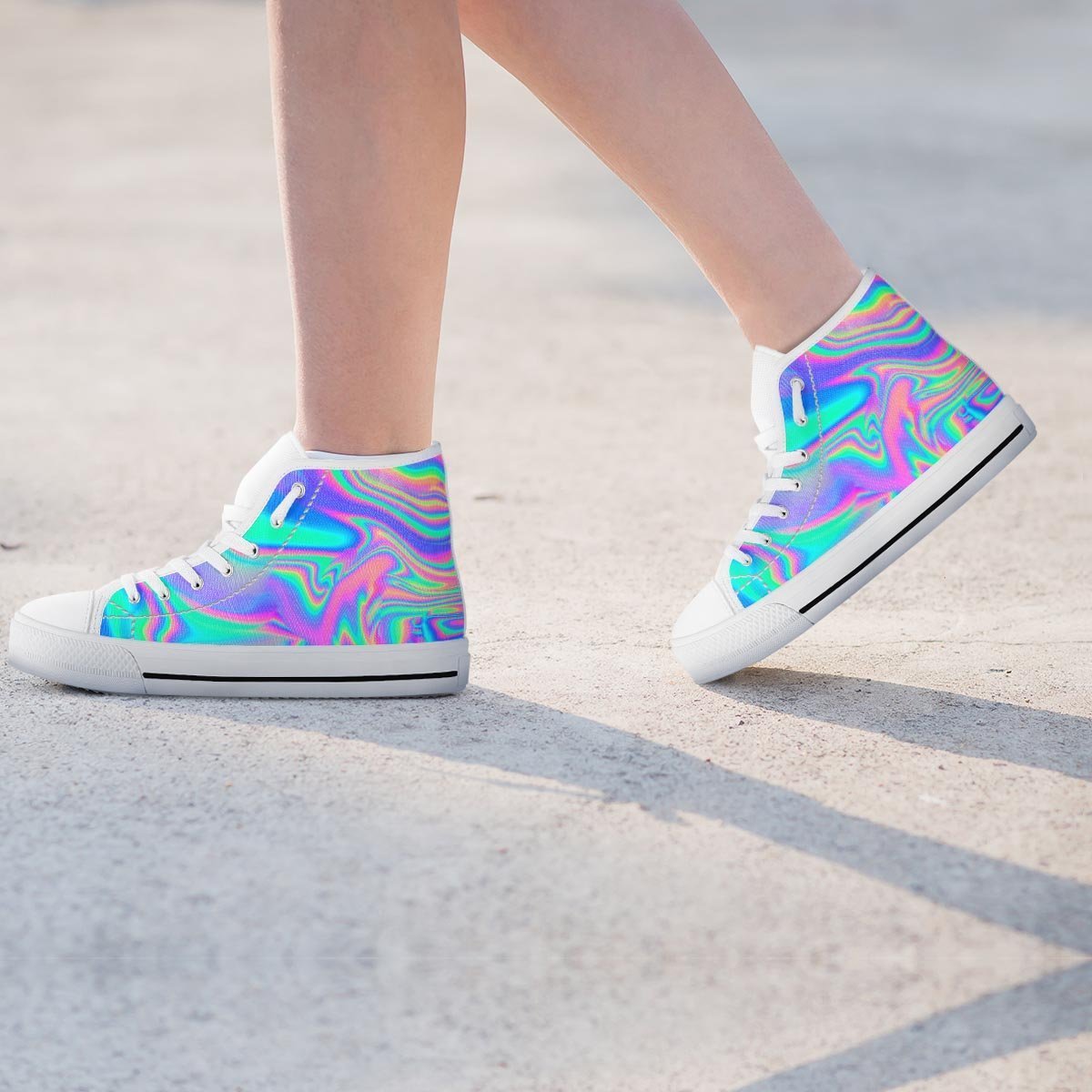 Abstract Pastel Holographic Women's High Top Shoes-grizzshop