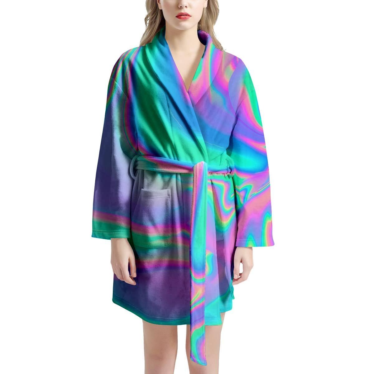 Abstract Pastel Holographic Women's Robe-grizzshop