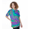 Abstract Pastel Holographic Women's Short Sleeve Shirts-grizzshop