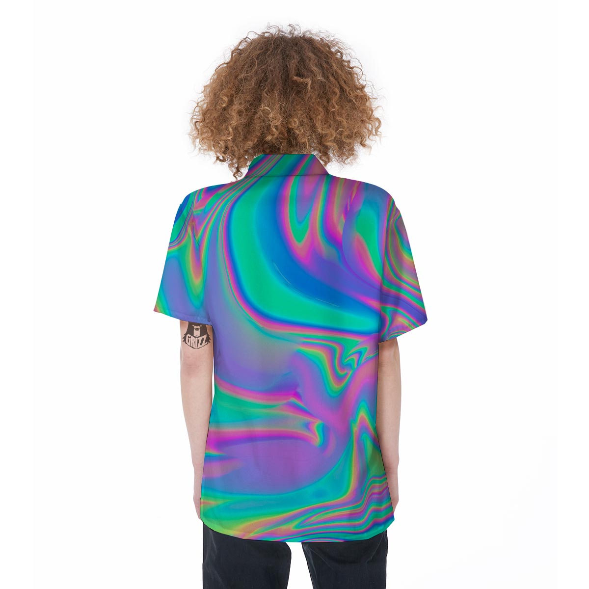 Abstract Pastel Holographic Women's Short Sleeve Shirts-grizzshop