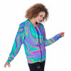 Abstract Pastel Holographic Women's Zip Up Hoodie-grizzshop