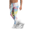 Abstract Pastel Texture Marble Print Men's Leggings-grizzshop