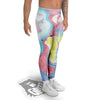 Abstract Pastel Texture Marble Print Men's Leggings-grizzshop