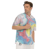 Abstract Pastel Texture Marble Print Men's Short Sleeve Shirts-grizzshop