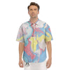 Abstract Pastel Texture Marble Print Men's Short Sleeve Shirts-grizzshop