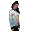 Abstract Pastel Texture Marble Print Women's Bomber Jacket-grizzshop