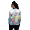 Abstract Pastel Texture Marble Print Women's Bomber Jacket-grizzshop