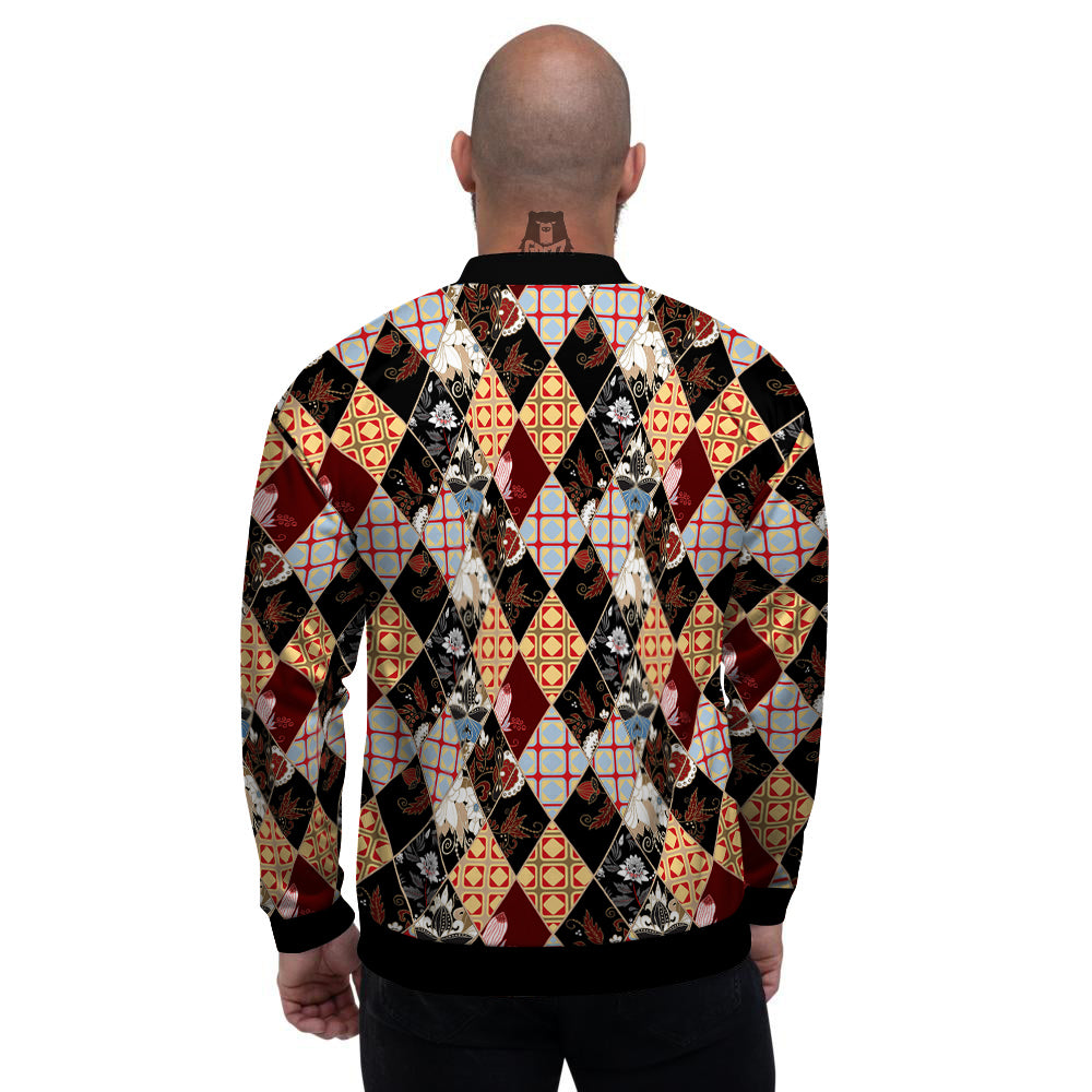 Abstract Patchwork Floral Print Pattern Men's Bomber Jacket-grizzshop