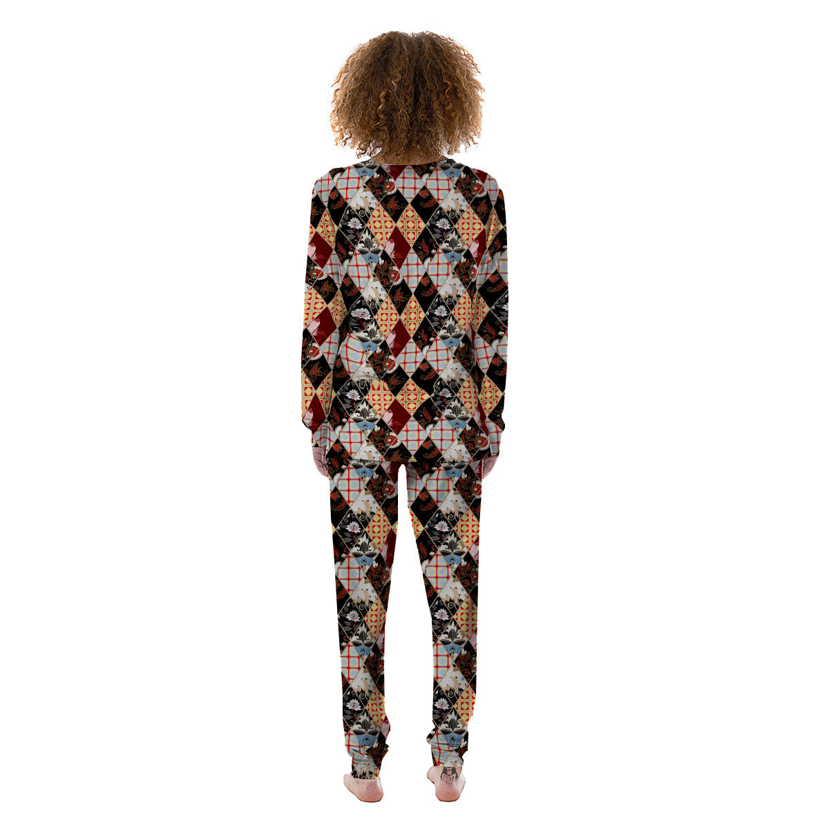 Abstract Patchwork Floral Print Pattern Women's Pajamas-grizzshop
