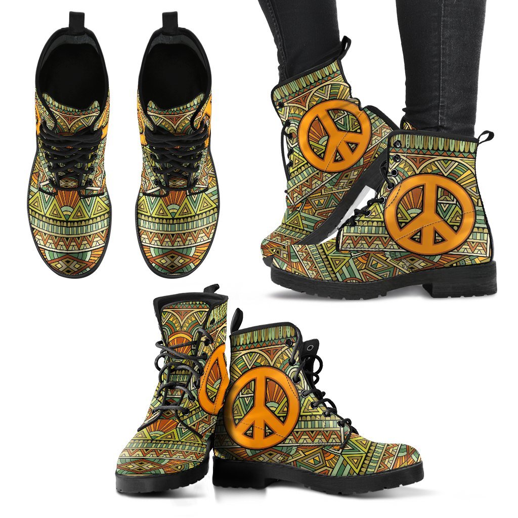 Abstract Peace Women's Leather Boots-grizzshop