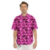 Abstract Pink Electrical Sparks Print Pattern Men's Short Sleeve Shirts-grizzshop