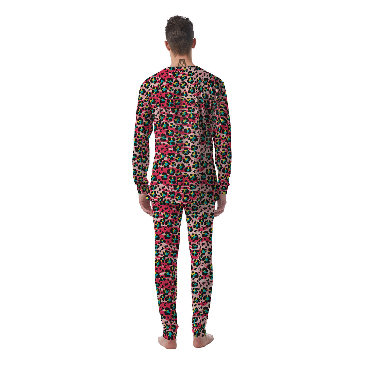 Abstract Pink Leopard Skin Print Pattern Men's Pajamas-grizzshop