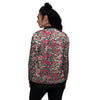 Abstract Pink Leopard Skin Print Pattern Women's Bomber Jacket-grizzshop