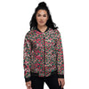 Abstract Pink Leopard Skin Print Pattern Women's Bomber Jacket-grizzshop