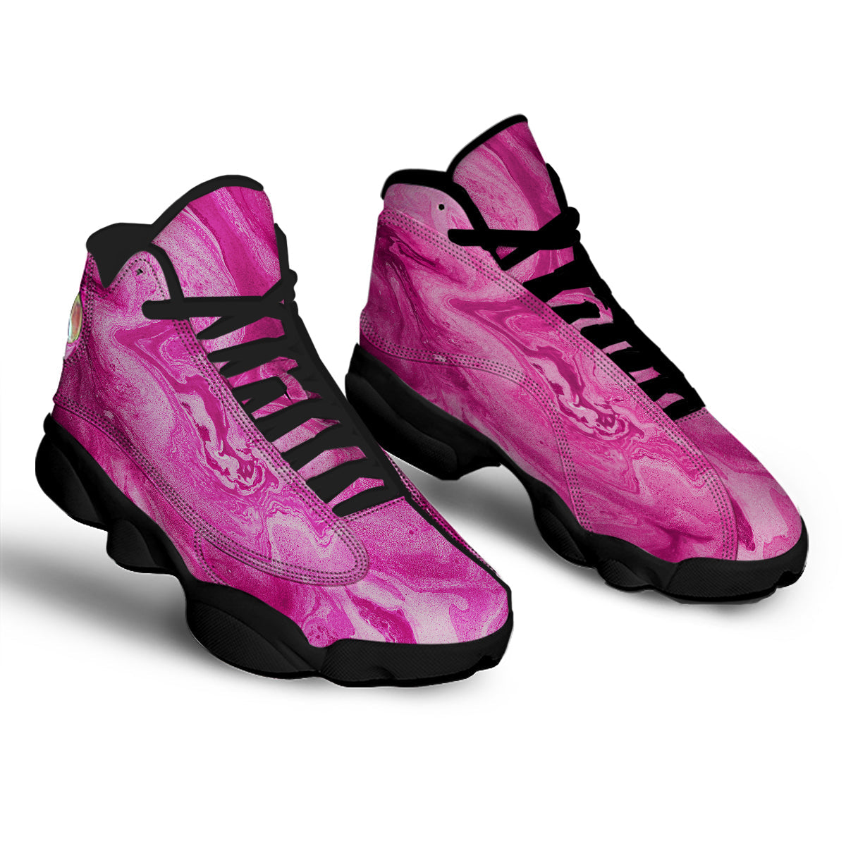Abstract Pink Marble Print Black Basketball Shoes-grizzshop