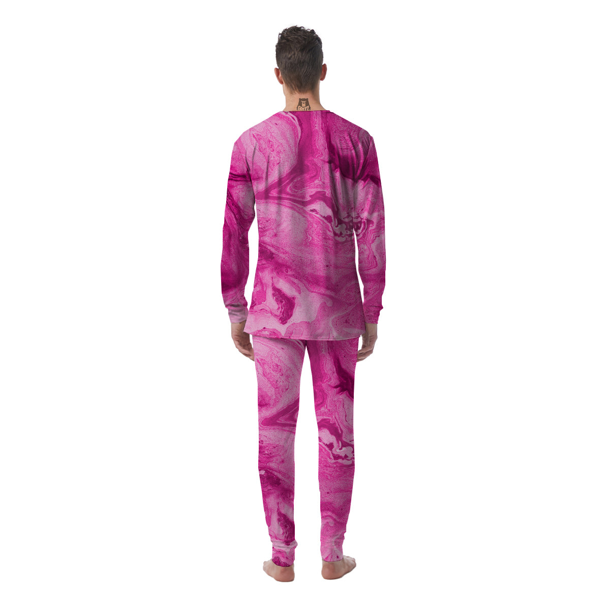 Abstract Pink Marble Print Men's Pajamas-grizzshop