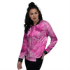 Abstract Pink Marble Print Women's Bomber Jacket-grizzshop