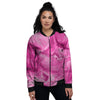 Abstract Pink Marble Print Women's Bomber Jacket-grizzshop