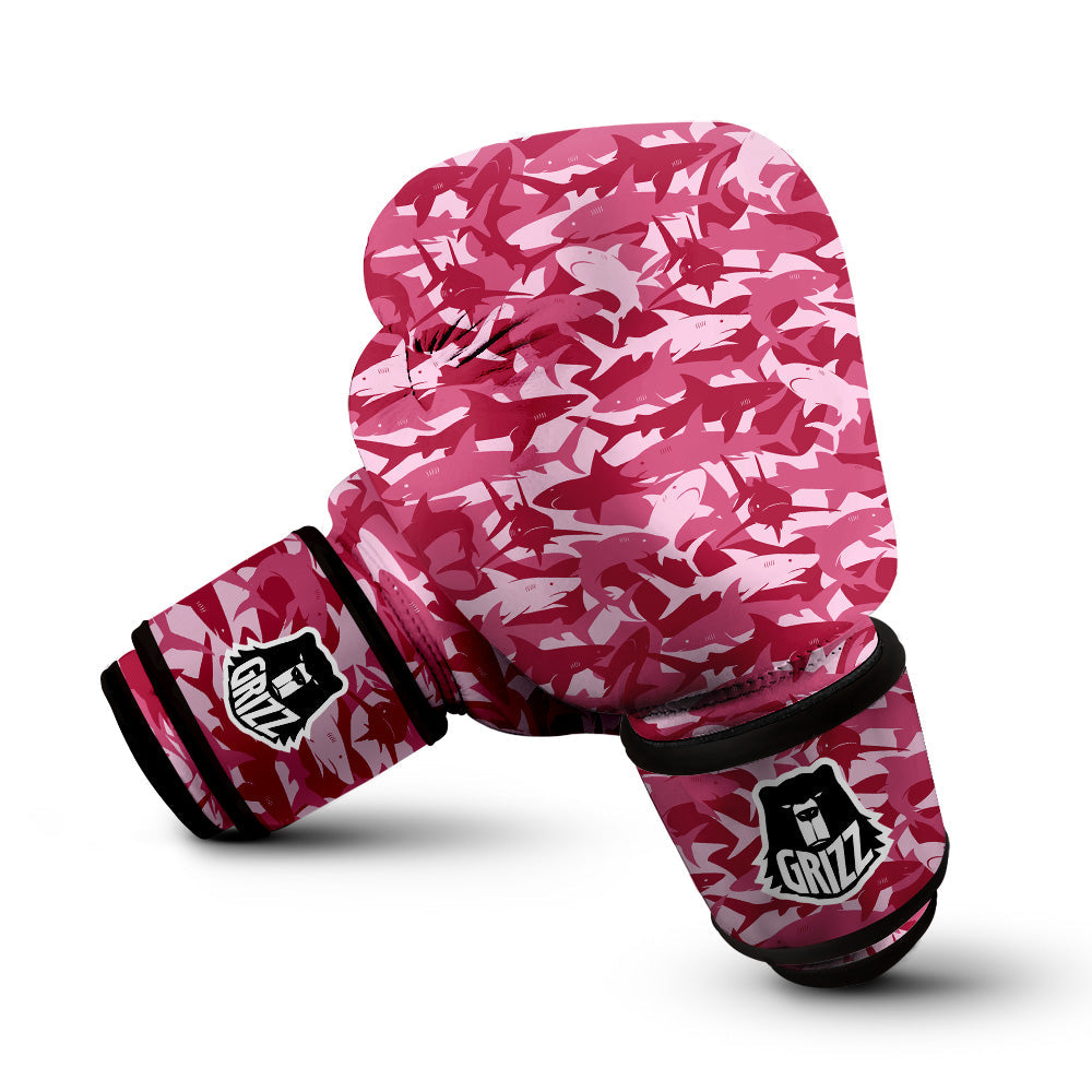 Abstract Pink Shark Camo Print Pattern Boxing Gloves-grizzshop