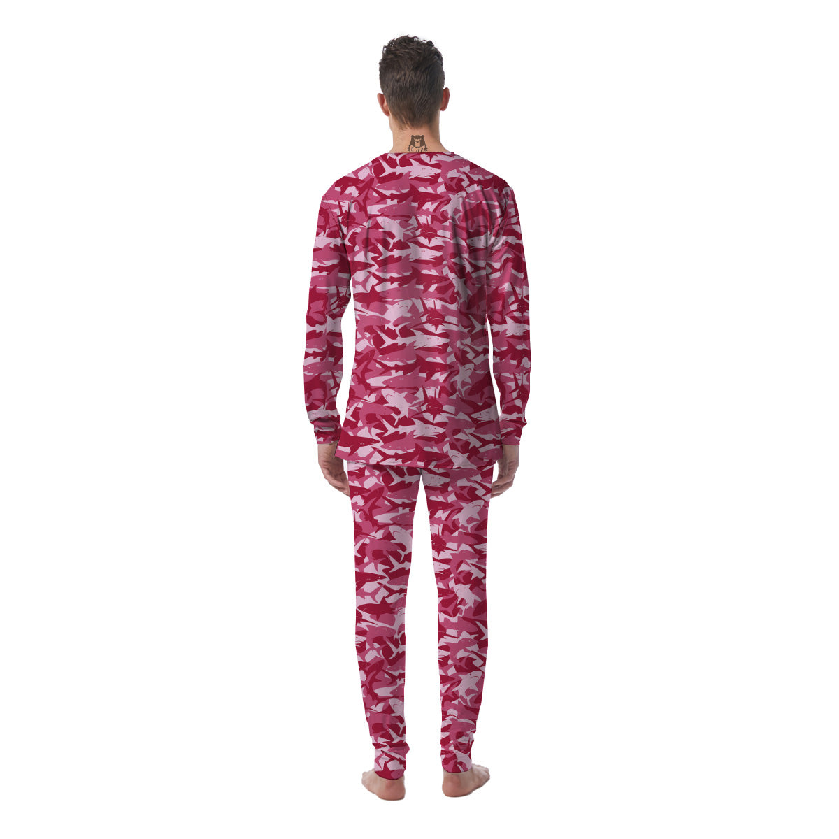 Abstract Pink Shark Camo Print Pattern Men's Pajamas-grizzshop