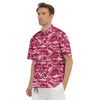 Abstract Pink Shark Camo Print Pattern Men's Short Sleeve Shirts-grizzshop