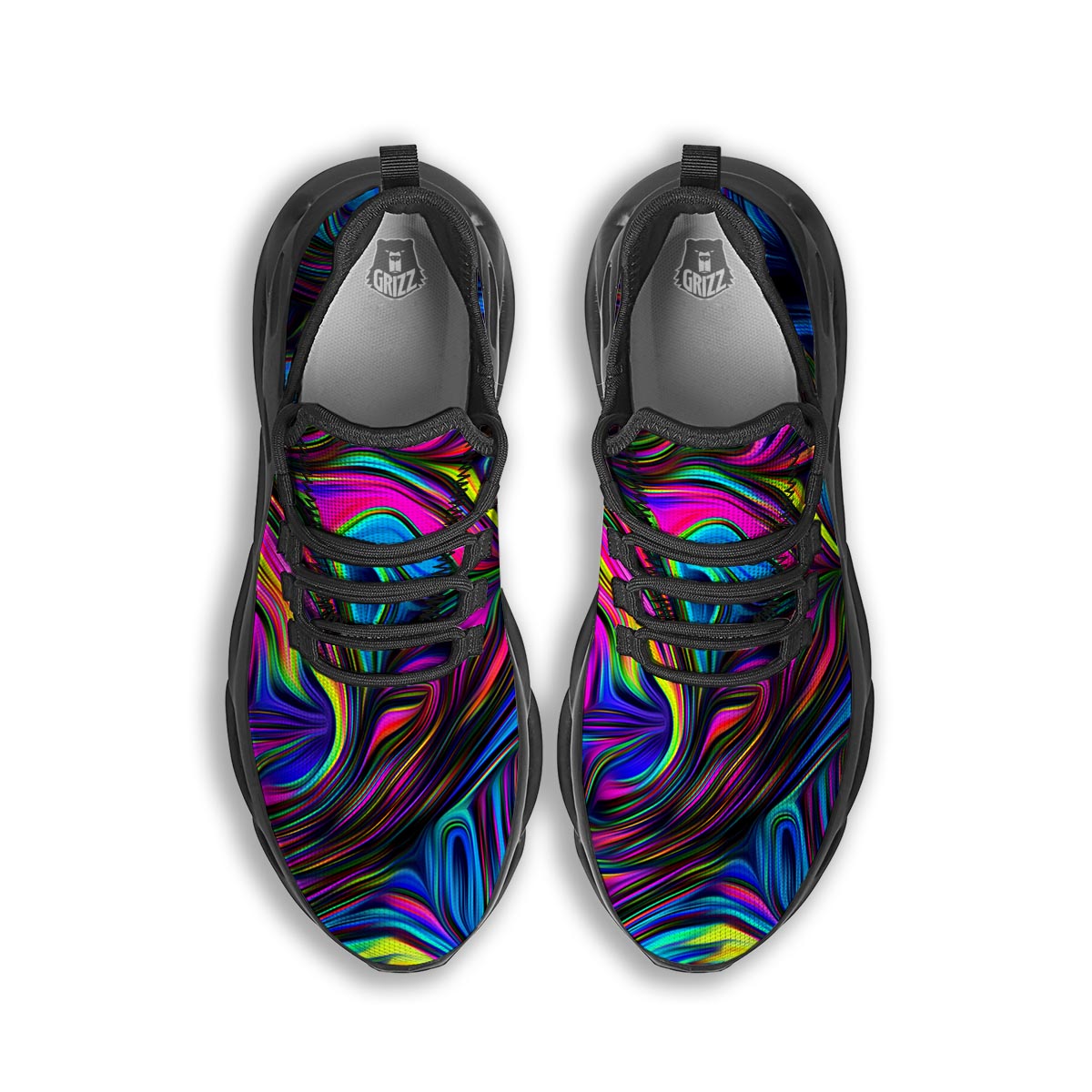 Abstract Psychedelic Black Running Shoes-grizzshop