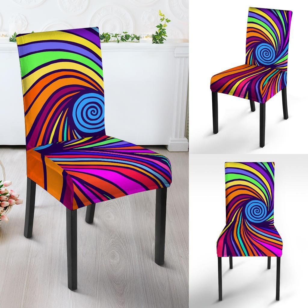 Abstract Psychedelic Colorful Wave Chair Cover-grizzshop
