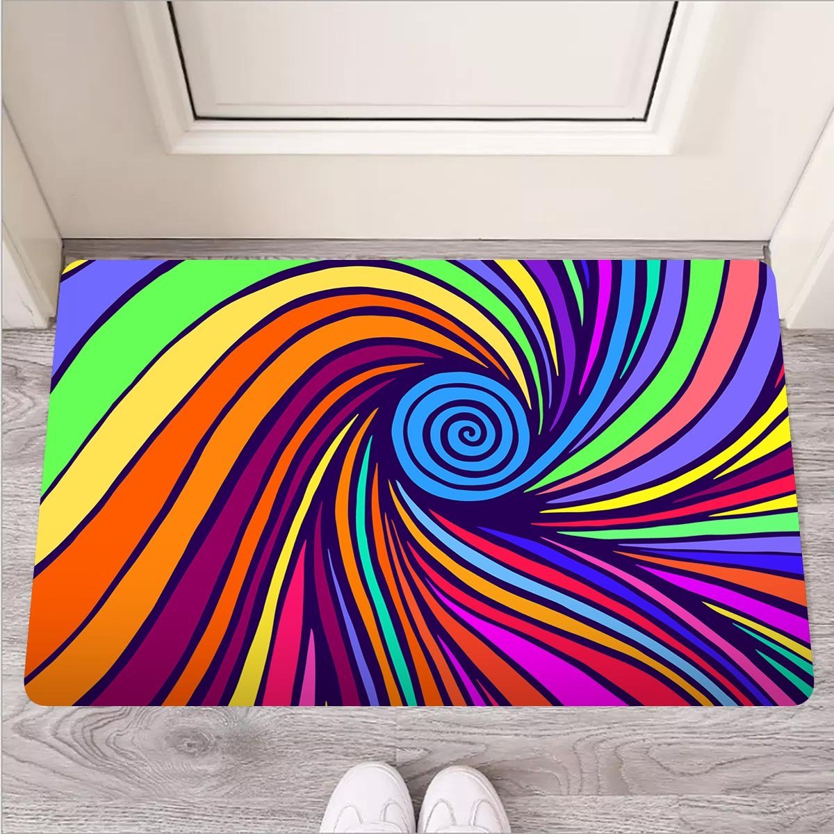 Abstract Psychedelic Colorful Wave Door Mat-grizzshop