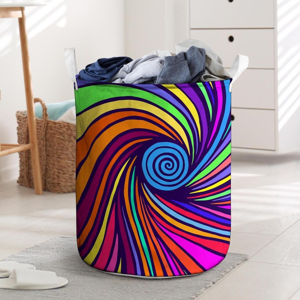 Abstract Psychedelic Colorful Wave Laundry Basket-grizzshop