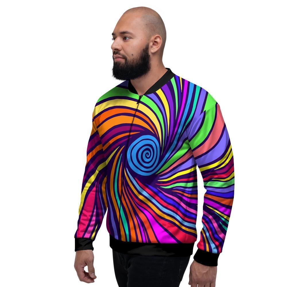 Abstract Psychedelic Colorful Wave Men's Bomber Jacket-grizzshop