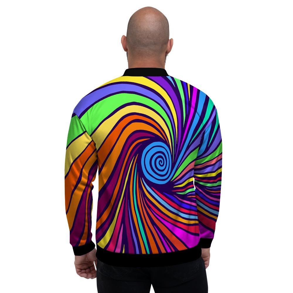 Abstract Psychedelic Colorful Wave Men's Bomber Jacket-grizzshop
