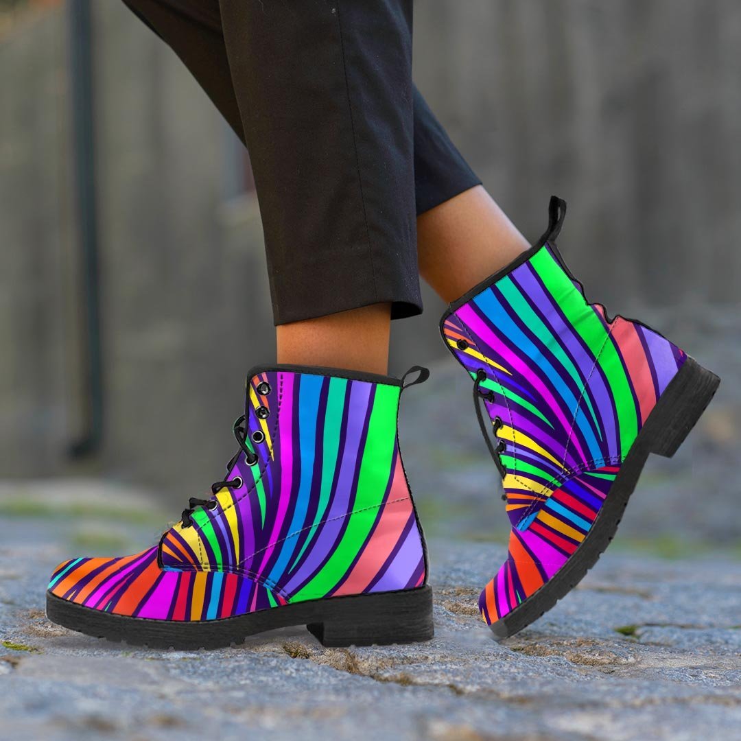 Abstract Psychedelic Colorful Wave Men's Boots-grizzshop