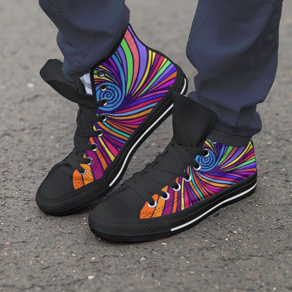 Abstract Psychedelic Colorful Wave Men's High Top Shoes-grizzshop
