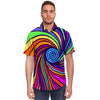 Abstract Psychedelic Colorful Wave Men's Short Sleeve Shirt-grizzshop