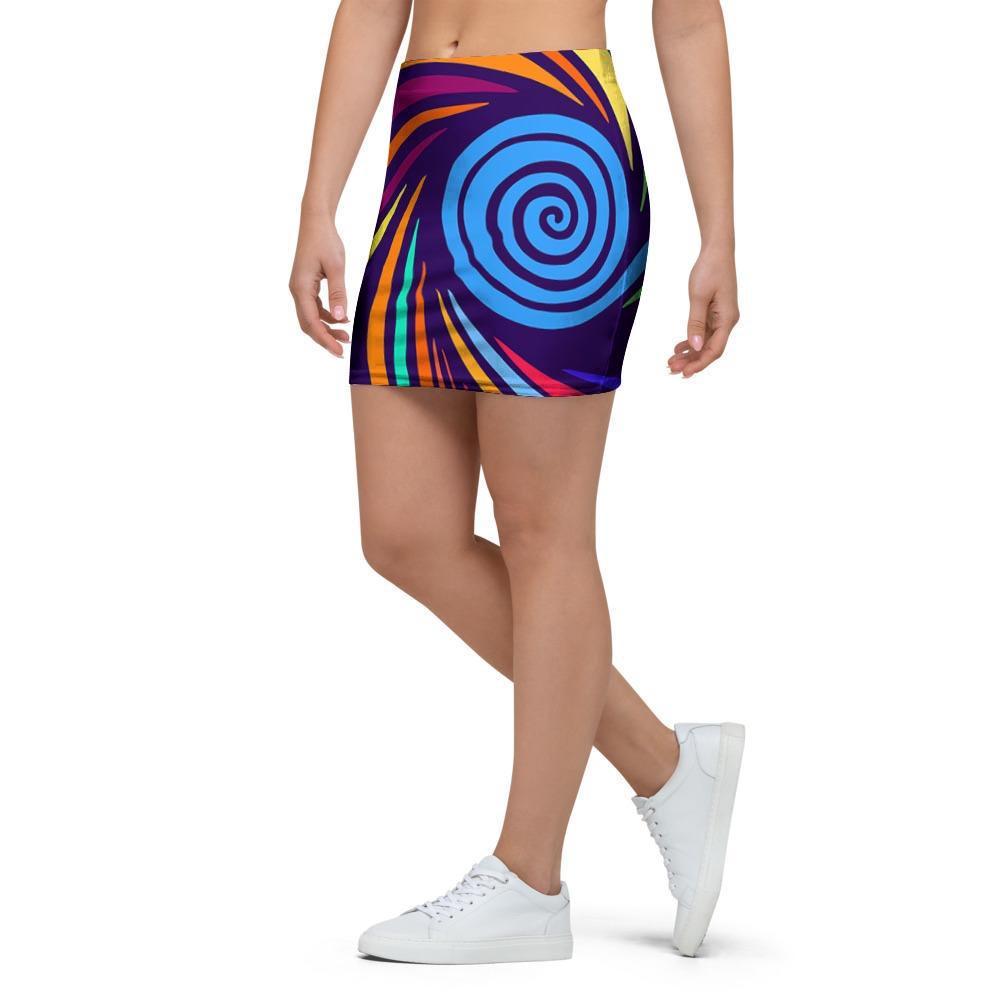 Abstract Psychedelic Colorful Wave Mini Skirt-grizzshop