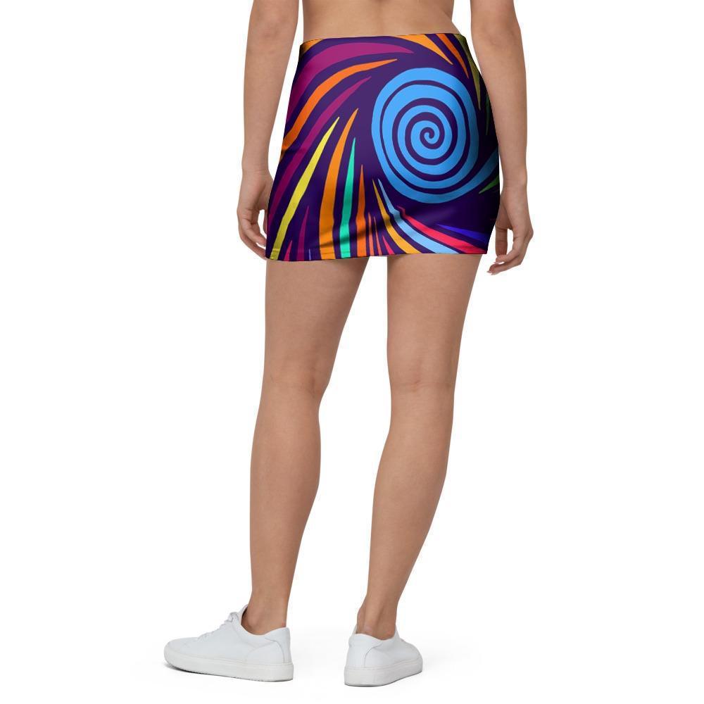 Abstract Psychedelic Colorful Wave Mini Skirt-grizzshop