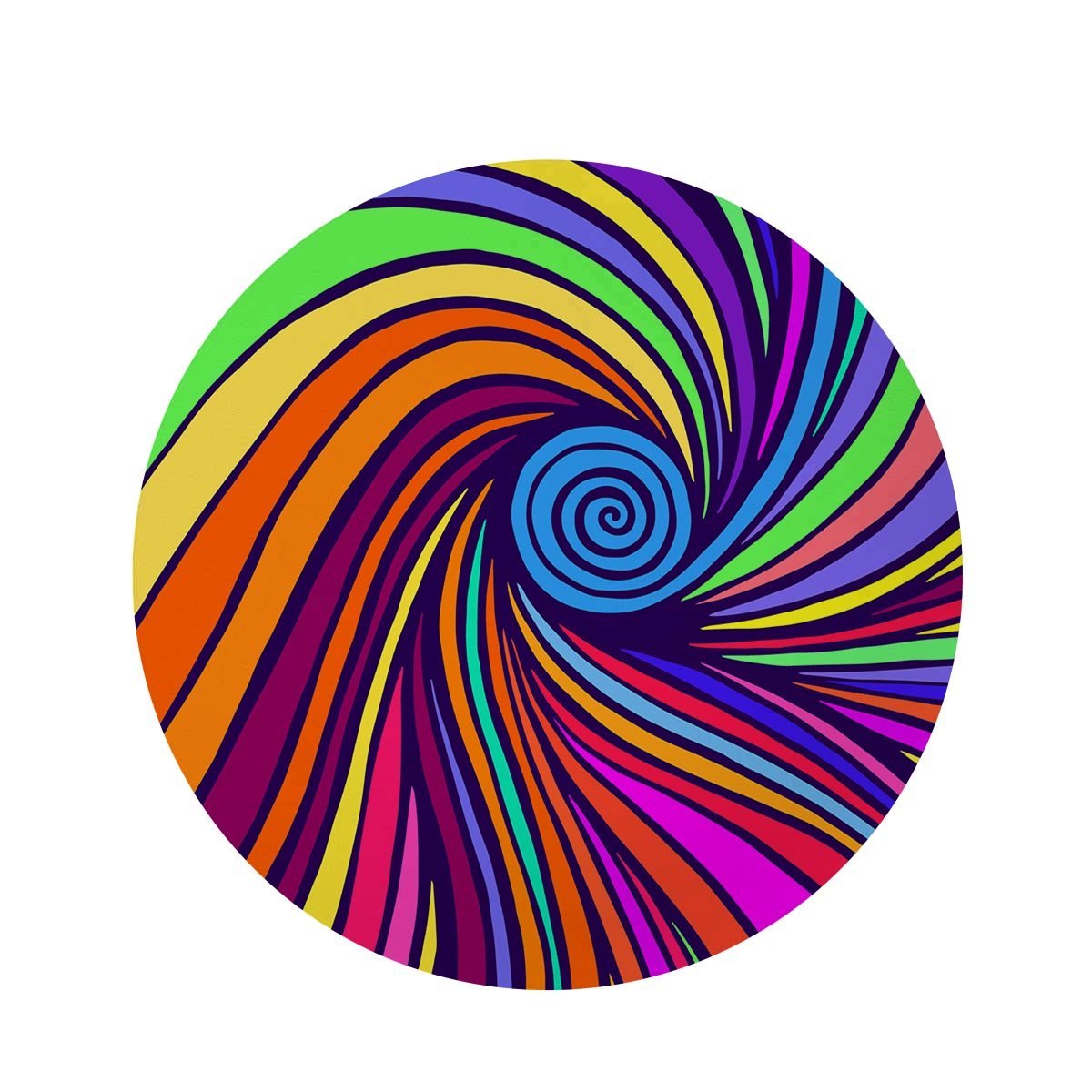 Abstract Psychedelic Colorful Wave Round Rug-grizzshop