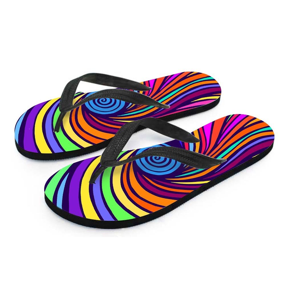 Abstract Psychedelic Colorful Wave Women's Flip Flops-grizzshop