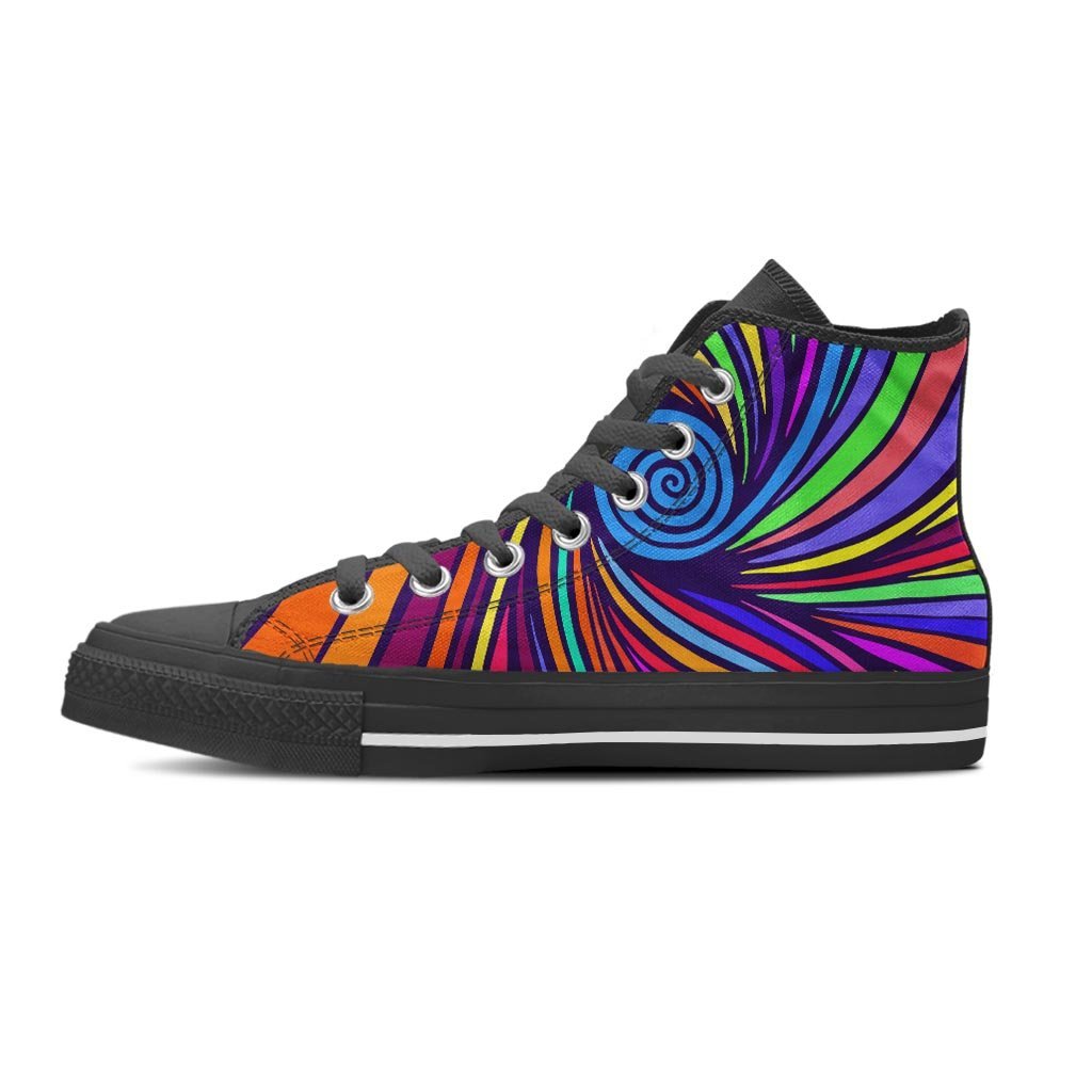 Abstract Psychedelic Colorful Wave Women's High Top Shoes-grizzshop
