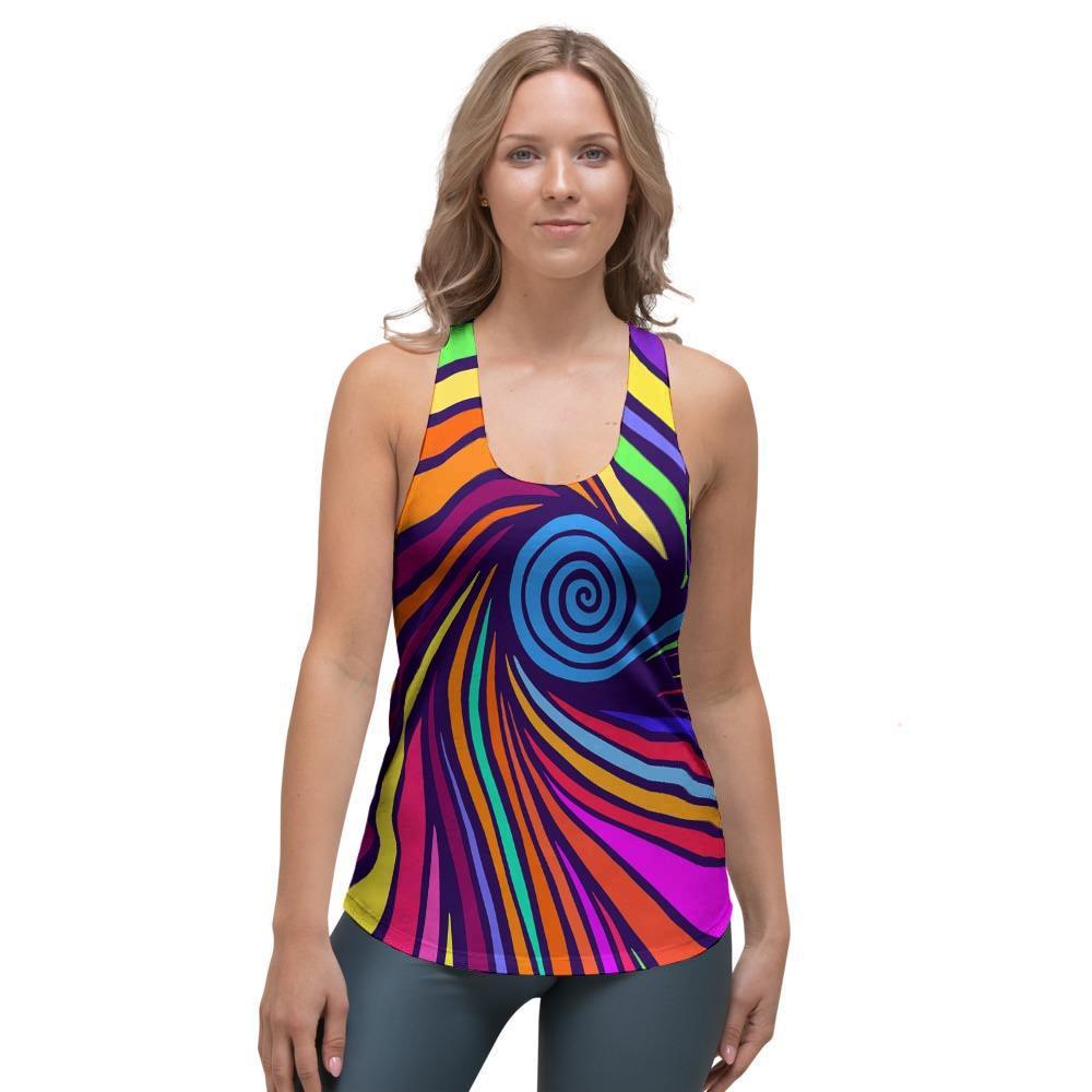 Abstract Psychedelic Colorful Wave Women's Racerback Tank Top-grizzshop