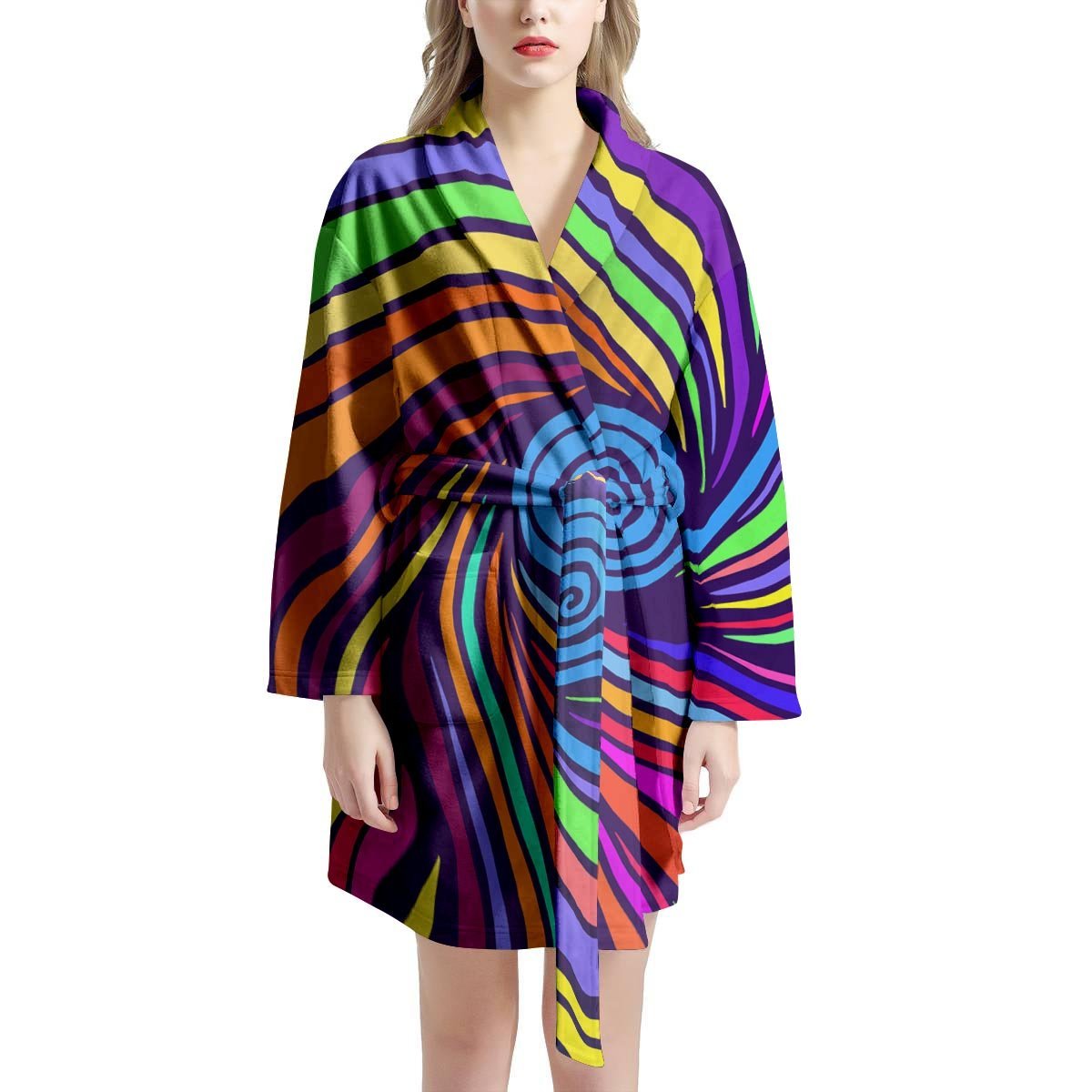 Abstract Psychedelic Colorful Wave Women's Robe-grizzshop