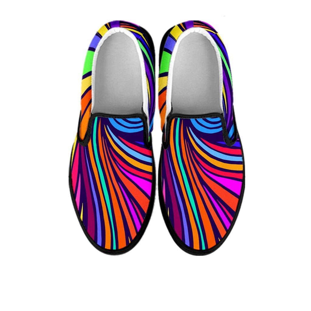 Abstract Psychedelic Colorful Wave Women's Slip On Sneakers-grizzshop