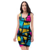 Abstract Psychedelic Graffiti Bodycon Dress-grizzshop