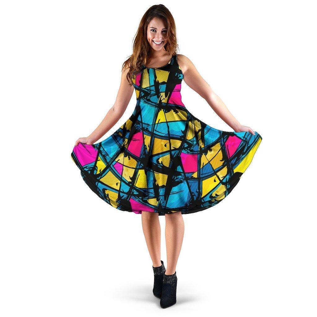 Abstract Psychedelic Graffiti Dress-grizzshop