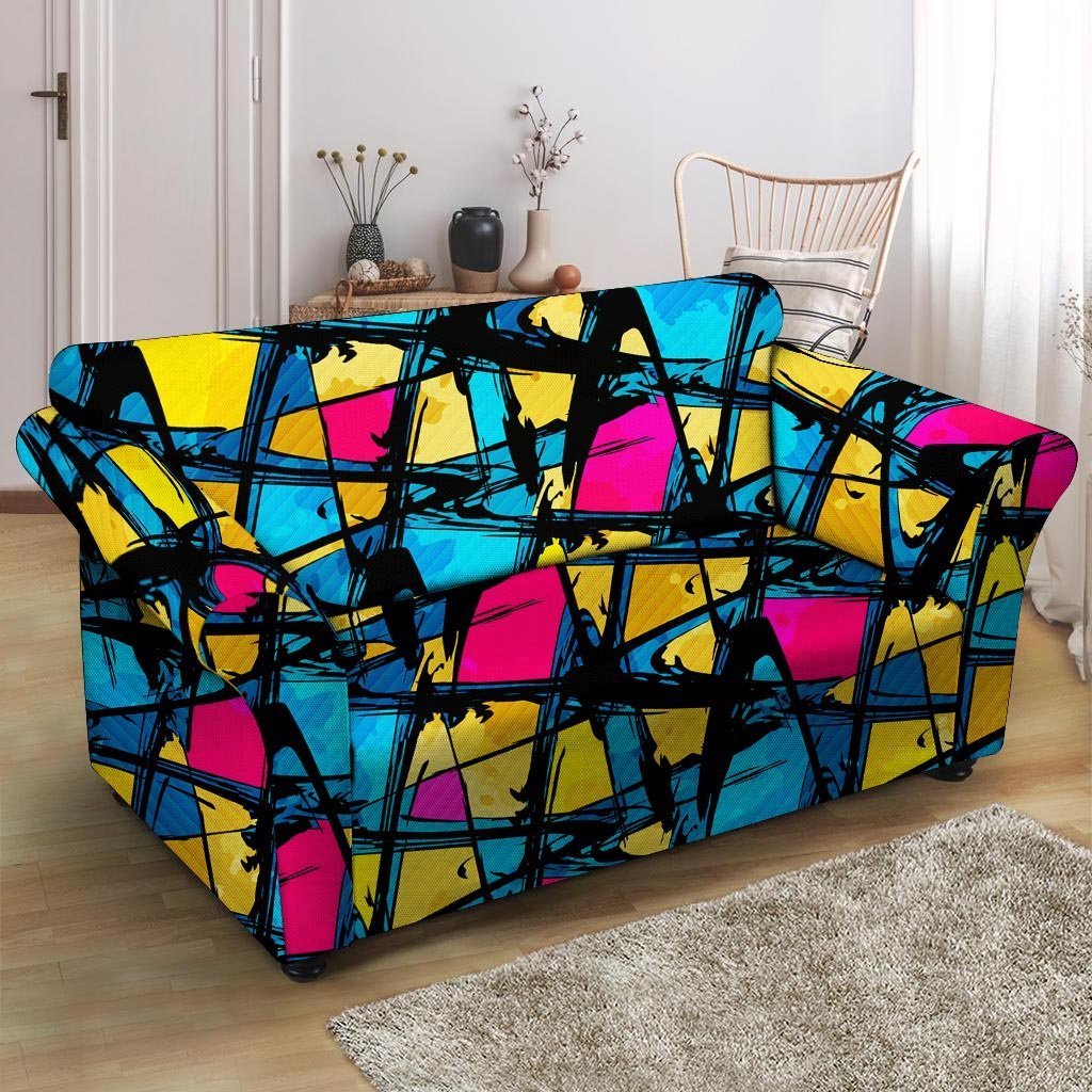 Abstract Psychedelic Graffiti Loveseat Cover-grizzshop