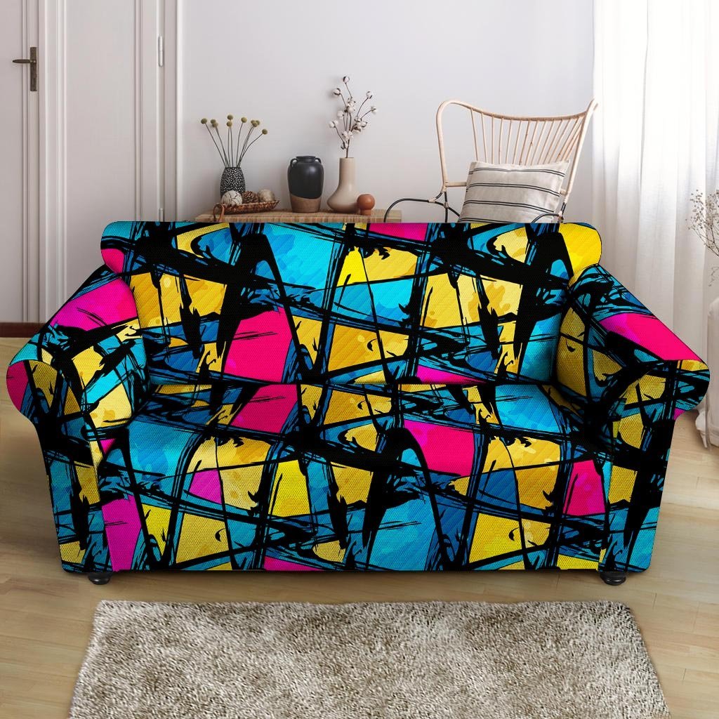 Abstract Psychedelic Graffiti Loveseat Cover-grizzshop