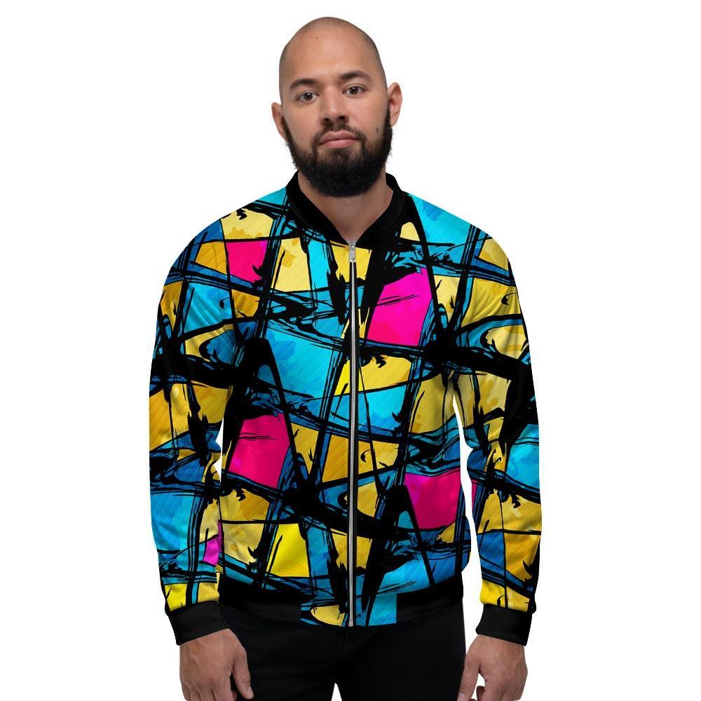 Abstract Psychedelic Graffiti Men's Bomber Jacket-grizzshop