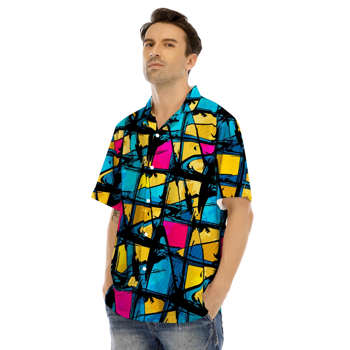 Abstract Psychedelic Graffiti Men’s Hawaiian Shirt-grizzshop