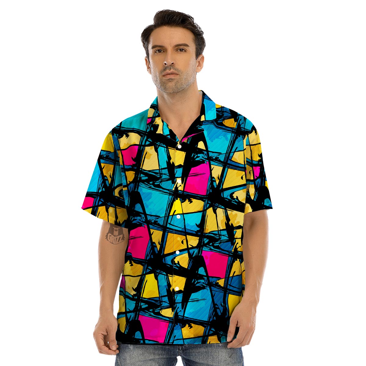 Abstract Psychedelic Graffiti Men’s Hawaiian Shirt-grizzshop