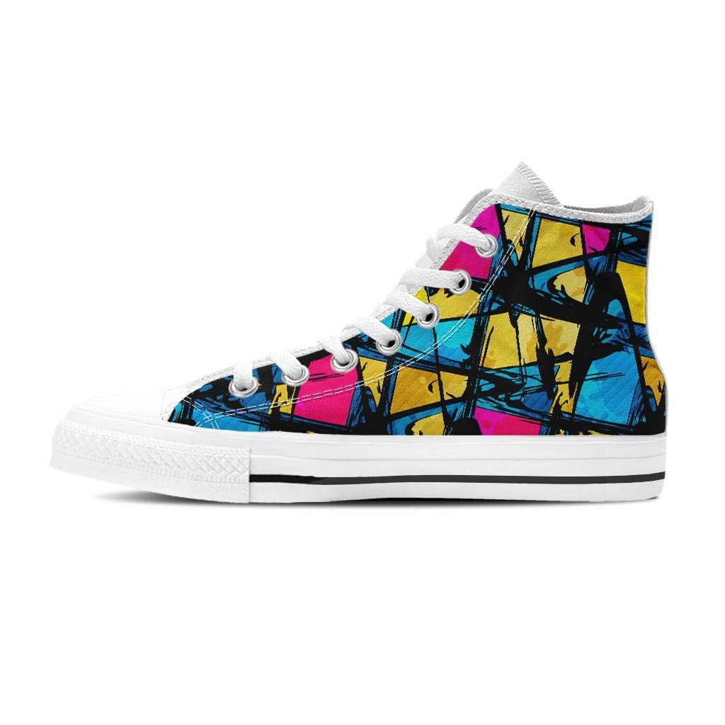 Abstract Psychedelic Graffiti Men's High Top Shoes-grizzshop